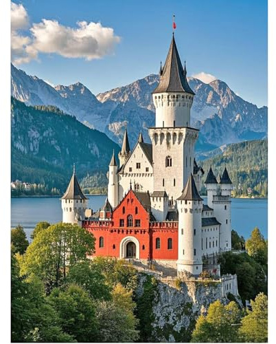 SHEGZHUC 40x50cm Diamond Painting Erwachsene Schloss Neuschwanstein, Diamant Malerei Bilder Deutschland Landschaft, Mosaik Stickerei Kreuzstich Kunst Geschenk, Wanddekoration für Wohnzimmer