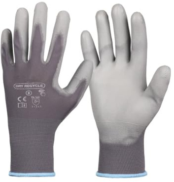 Générique Lot de 10 Paires de Gants Manutention, Travaux de Précision, Atelier, Industrie – Gants de Protection – Fins, Légers et Confortables – Polyester 100% Recyclé – Lavables (T8)
