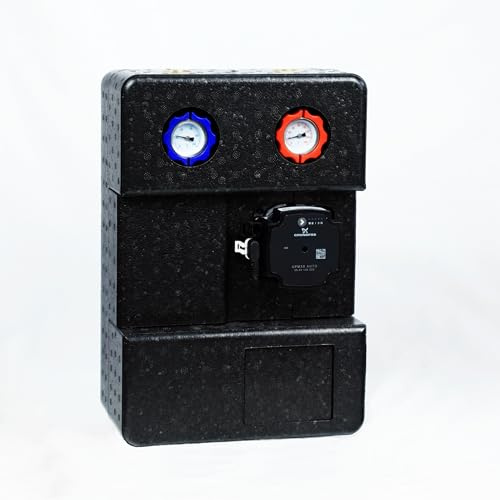 SUNEX Gruppo pompa per circuito di riscaldamento GPO DN25 con GRUNDFOS UPM3S Auto 25-60 pompa di circolazione – Stazione di riscaldamento con isolamento termico, termometri e valvola di ritegno, AG 1½