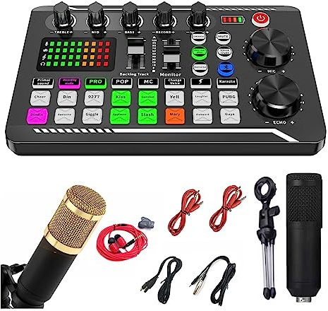Table de mixage DJ, Kit de carte son for microphone Version anglaise Pack d'équipement de streaming for le streaming // Podcasting