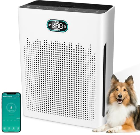 GOYJOY HEPA Luftreiniger,Air Purifier mit App-gesteuert&PM2.5 LED-Anzeige,Schlafmodus bis zu 22 dB,CADR 250m³/h bis 90㎡,Tiermodus,entfernt 99,97% von Staub, Pollen, Tierhaaren & Gerüchen