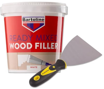 WHITE WOOD FILLER 500g READY MIXED & 3 FILLING SCRAPER - Durable, Quick Drying Repair Putty for Interior Exterior | Filling Cracks Holes & Gaps in Walls Doors Furniture | Plasterboard, Masonry & Wood