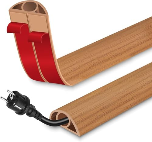 Kabelbrücke Flexibler Klein Kabelkanal - 3CMx3M Holzmaserung Fussboden Kabelkanal, PVC Bodenkabelschutz, Braun Boden Kabelbrücke Kabelschacht Leicht zu Schneiden Montage für Schule Netzkabel Haus Büro