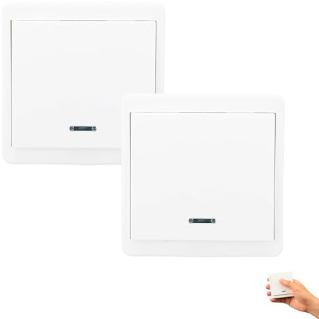 Interruptor de Luz Inalámbrico. Conmutador Control Remoto, Pulsador de Pared Fácil de Instalar Interior Casa Voltaje 170-240V.(1 Interruptor conectado a la luz + 1 Remoto).