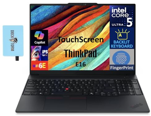 Lenovo ThinkPad E16 Gen 3 Business Laptop 16.0 Touchscreen WUXGA IPS 300 nits (Intel Ultra 5-225U 6-Core 2.00GHz, 32GB DDR5, 4TB PCIe SSD, Backlit KB, FP, Win11Home) w/DKZ USB Port Expander