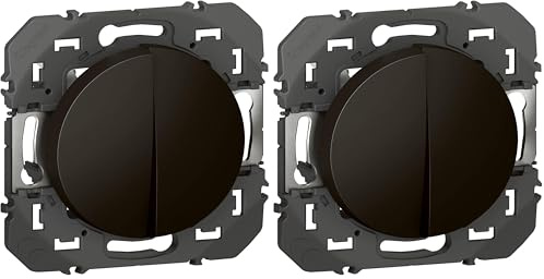 LEGRAND - Interrupteur Mural Double ou Va-et-vient 10AX dooxie - Commande d'Éclairage (Sans Plaque) - Prêt à Installer - Fabriqué En France - Noir (Lot de 2)