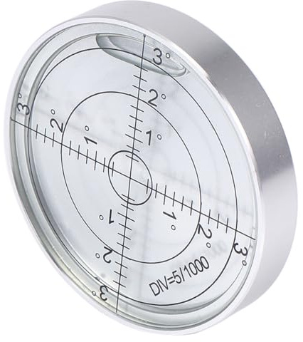SAFIGLE Niveau à Bulle Circulaire 60X10Mm en Acier Inoxydable Liquide Blanc Petit Niveau à Bulle Horizontal pour Chantier Extérieur et Arpentage Outil de Mesure Précis et Portable