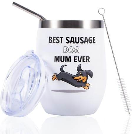 Juego de regalo de taza de perro salchicha, taza de café portátil de 12 oz, taza aislante, regalo entretenido para hombres y mujeres, amantes del perro salchicha