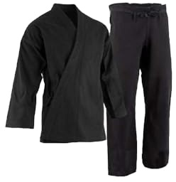 TMA Professional Kimono - Heavyweight Karate Canvas Uniform - 100% Advanced Cotton Karate Gi 14 oz Adult and Kids Black (Black, 7)