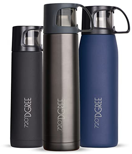 720°DGREE Thermoskanne mit Becher “Follow” - 450ml - 3 Größen, Auslaufsicher, BPA-Frei - Edelstahl Thermosflasche, Isolierflasche für Kaffee, Tee - Perfekt für Outdoor, Arbeit, Kinder, Schule, Baby