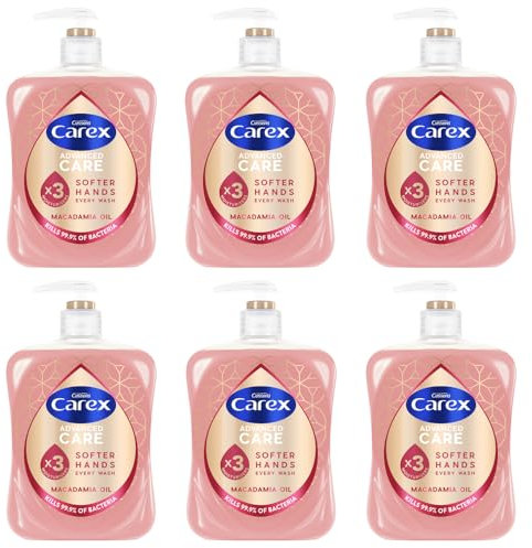 Carex Advanced Care Macadamia Oil Antibacterial Hand Wash, 3x More Moisturisers, Clean & Protect Hands, Bulk Buy, Pack of 6 x 500ml