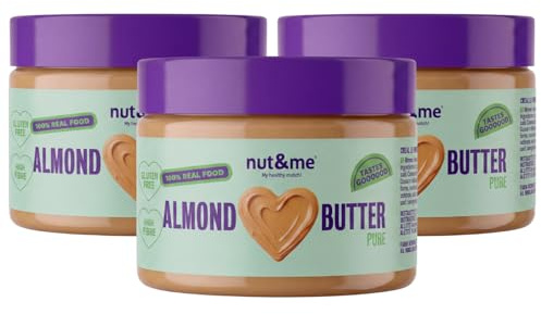 Crema di mandorle 900 g nut&me | 100% Mandorle | Cremosa | Senza glutine | Vegan | Senza olio di palma | Confezione da 3x300 g