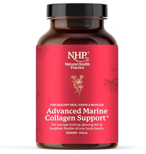 NHP Advanced Marine Collagen Support – Premium Marine Collagen with MSM, Hyaluronic Acid & Rutin for Radiant Skin Anti Aging, Joints, Tendons, Ligaments & Muscle Recovery – 90 Capsules