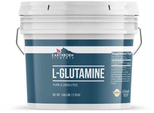 Earthborn Elements L-Glutamine 1 Gallon Bucket, Pure & Undiluted, Dietary Supplement