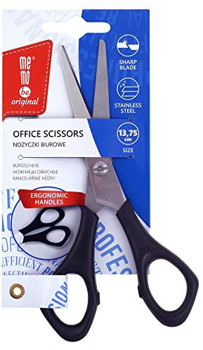 Amex Mebobe kontorssax – mångsidig kontorssax i rostfritt stål med bekvämt handtag – sax rostfri – multifunktionssax – design universalsax – svart 13,75 cm