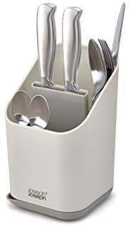 Joseph Joseph Duo Scolaposate da lavello con scomparti e vano Porta coltelli, Cestello Portaposate per cucina, Grigio