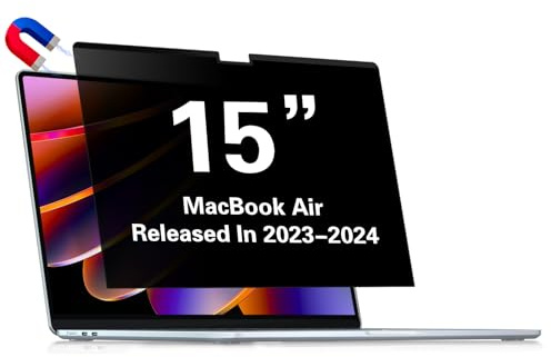Écran de confidentialité magnétique pour MacBook Air 15 (2023, M2) - Filtre de confidentialité amovible pour ordinateur portable et protection anti-reflet
