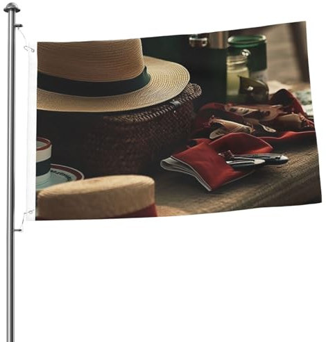 Flagge, doppelseitig, für den Außenbereich, Gartenflagge, Strand, Strohhut, Willkommensflagge, Urlaubsbanner mit Messingösen, vertikale Hausflaggen, große Jute-Hofflagge für Außenbereich, Veranda,