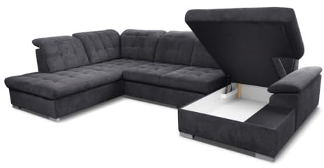 Verona Idee Sofa King mit Schalffunktion - Sofa U Form zum Entspannen Bettsofa Moderne Stil -347cm x 230cm x 184 cm Ideal für gesellige Zusammenkünfte (Multicolor)