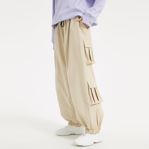 XYHAOAI Damen und Herren Skihose Wandern Ski Schnee Baggy Pants Outdoor Cargo Snowboardhose,Khaki,XS