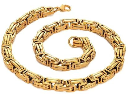 Beydodo Kette Edelstahl 41CM Herren, Königskette Byzantinisch 10MM Halskette Hip Hop Partnerkette Gold für Männer Jugend