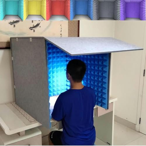 CNPRAZ Sound Proof Box Sound Isolation Room for Home Studio, Portable Vocal Booth for Recording, Microphone Foam Booth Cube, Desktop Soundproof Cover (Yellow)