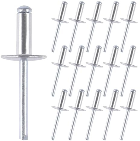 150 remaches ciegos, 4,8 x 20 mm, remaches de aluminio, remaches ciegos con brida grande, mandril de acero para metal, plástico, madera