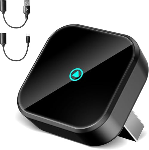 TINAZEOK T3 Mini Wireless CarPlay Adapter for iPhone, Convert Wired to Wireless Car Play, Plug & Play with Type-C/USB, Compatible with Cars from 2016, Suitable for iPhone iOS 10+