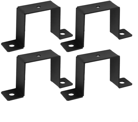 Gdfnmogo Lot de 4 colliers de serrage carrés en forme de U, support robuste en acier au carbone résistant pour poteaux de clôture de jardin, balcon et rampes d'escalier, intérieur (4 pièces, 5,1 cm