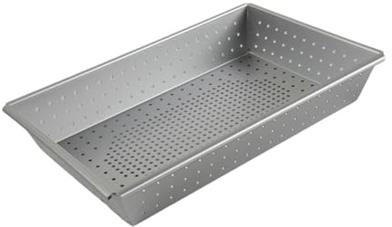 perfk Plaque à pizza rectangulaire, plaque à, à pâtisserie, antiadhésive, à dégagement rapide, facile à nettoyer, à biscuits avec trous perforés, 12x8 Pouces