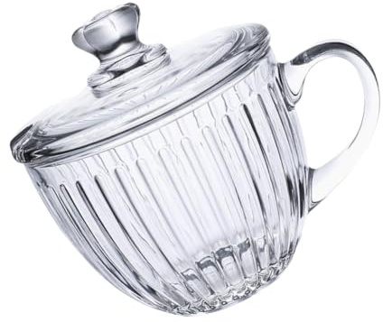 Generico Tazza di Vetro per Colazione Grande Capacità con Coperchio Ciotola per Cereali Trasparente per Uso Domestico Tazza Decorativa per Latte e Yogurt