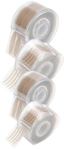 TOVINANNA 4 Rolls Double Eyelid Tape Strips 600 Pieces Breathable Adhesive Eye Lifter Stickers Mesh Heart Round Shapes for Droopy Eyelid Lift and Natural Invisible Look