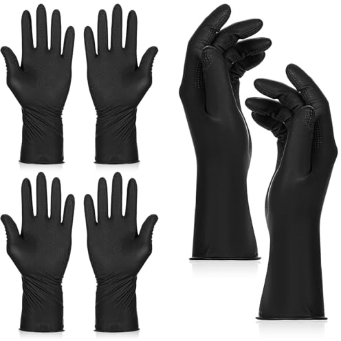 SynHHergyx Hair Color Gloves, 3 Pairs Reusable Rubber Gloves Hair Dye Gloves Professional Hair Dying Tools for Home Salon Barber Hairs Dyeing and Coloring (Black, Large)