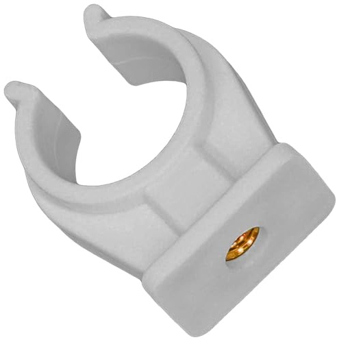 MegaHaustechnik 5 Stück Rohrclips aus Kunststoff für Rohr-Außendurchmesser 18mm, mit Messingbuchse Innengewinde M6 IG für Ansatzschraube, Halterung Befestigung Schellen weiß