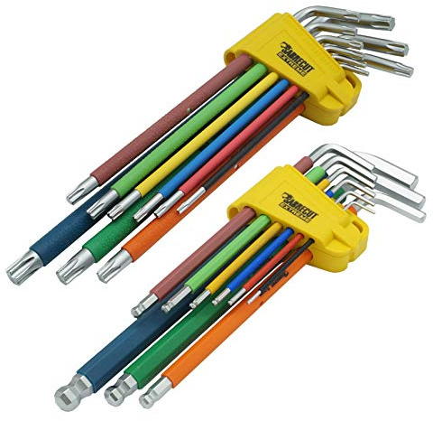 SabreCut 18pcs SCTGK1 1.5mm 10mm T10 T50 Zubehör Langlebig | Diamond-shaped tips verbessern torque und reduce cam-out; colour-coded soft grips bieten comfort und easy identification