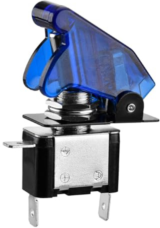 Heschen Interruttore a levetta in metallo a scatto, 12V 20A, SPST, ON/OFF 2 posizioni, 3 pin, con tappo impermeabile (blu chiaro)