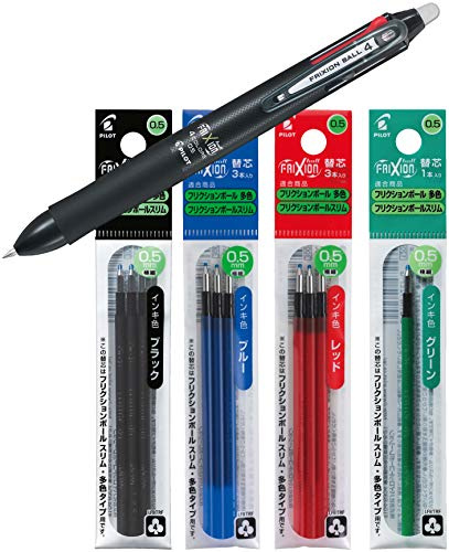 Pilot FriXion Ball 2268001 4 färger rollerballpenna 0,5 mm svart (penna + reservminor)