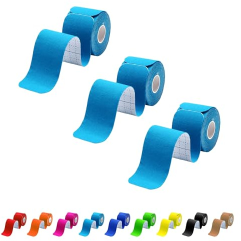 Kinesiologie Tapes vorgeschnitten | 60 Streifen Kinesiologie Tape (25cm x 5cm) | Kinesio Tapes für Sport, für Knie, Schulter und Ellenbogen | 60 Strips, Blau