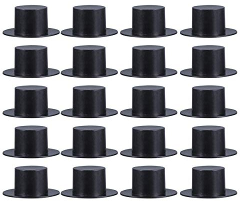 TOYANDONA 50Pcs Mini Schwarze Zylinder Hüte Kunststoff Zylinder Miniatur für Kunsthandwerk Weihnachten Widmung DIY Lieferungen 41 * 19Mm