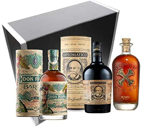 Coffret Rhums Vinaddict - Diplomatico Seleccion Familia, Don Papa Baroko, Bumbu. Coffret Luxe. 3x70cl