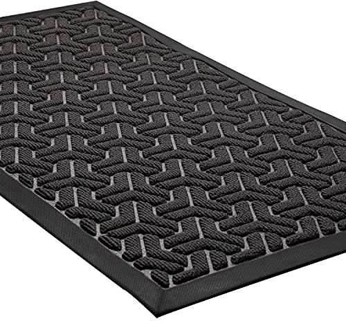 Purejoy Fußmatte Außen 45x75cm Gummi Rutschfester Design Matte für die Haustür Eingangstürmatte, Waschbar Schmutzfangmatte für Niedriger Eingangsteppich