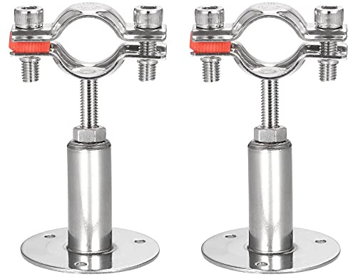sourcing map Wall Mount Ceiling Mount Pipe Support, 304 Stainless Steel Adjustable Pipe Bracket Clamp for 25-28mm Pipe 2pcs