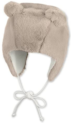 Sterntaler - Mädchen Wintermütze aus veganem Fell gefüttert mit Öhrchen und Bindebändern, beige - 4402043