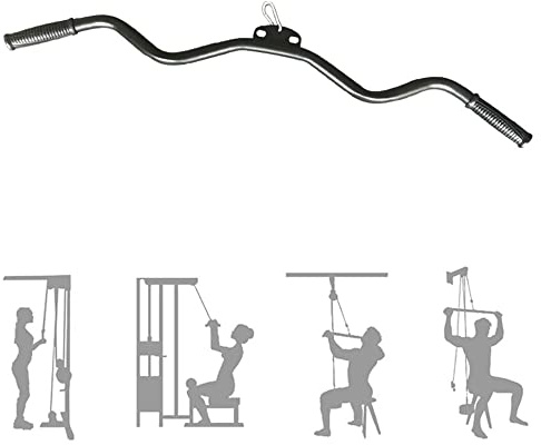 MNNM SZ-Curlstange, Latzugstange, Bizeps Stange, Trainingsgriff, Schwarz Zuhause FitnessStudio Kabelbefestigung, Workout Zubehör Für Krafttraining
