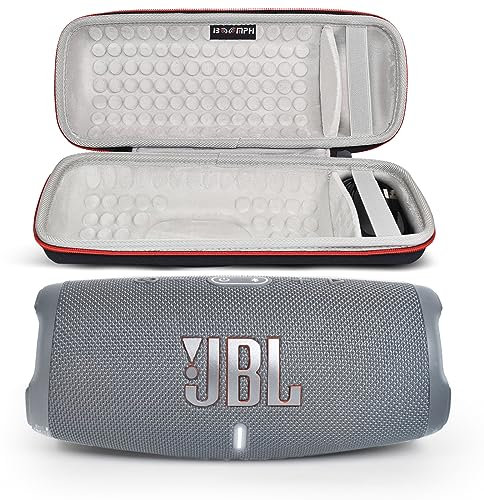 JBL Charge 5 Portable Waterproof Wireless Bluetooth Speaker Bundle with Boomph Portable Hard Carrying Protective Case - Gray