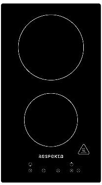 Respekta Rahmenloses Domino-Glaskeramikkochfeld autark / 2 Platten Kochfeld mit Stecker / 9 Leistungsstufen/Touch Control/Kindersicherung/Timer / 30 cm/in schwarz / KM9130T-28