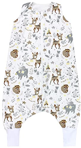 TupTam Baby Sommer Schlafsack mit Beinen 0.5 TOG OEKO-TEX zertifizierte Materialien unwattiert Unisex, Farbe: Wilde Tiere, Größe: 74-86