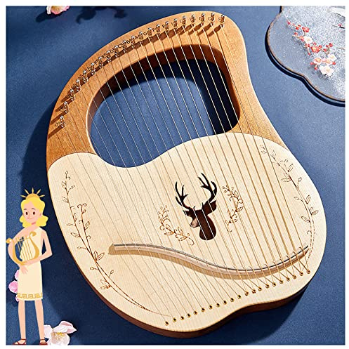 LVJMOB Tragbare Harfe Instrument Mahagoni, Lyre Harfen, Metall Mahagoni Leier Harfe mit Stimmschlüssel und Tragetasche, Lyre Instrument für Erwachsene/Kinder/Anfänger 21string Log