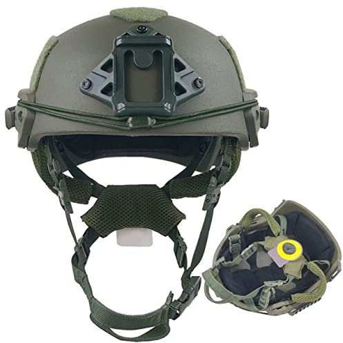 LMYYDES Taktischer Schutzhelm, Spielhelm, kugelsicherer Helm der Stufe 3, persönliche Sicherheitsausrüstung, mit Anti-Vibrationssystem, für Outdoor-Airsoft Paintball CS-Spiel,Green