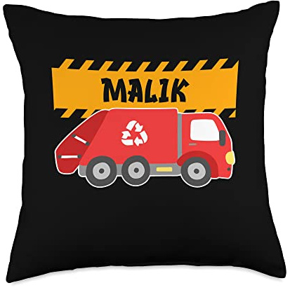 Waste Collector Dump Trash Recycling Lover Malik Trash Kids Collector Ecologist Garbage Truck Throw Pillow, 18x18, Multicolor